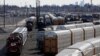 FILE - A Canadian Pacific Railway (CP Rail) locomotive backs into position at the company's Toronto Yard in Scarborough, Ontario, Canada, March 20, 2022. 