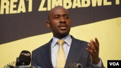 UMnu. Nelson Chamisa, okhokhela iCitizens Coalition for Change. (Columbus Mavhunga/VOA) 