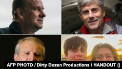Para awak kapal selam Titan yang dipastikan meninggal, atas kiri-kanan: Hamish Harding, Stockton Rush. Bawah: Paul-Henri Nargeolet, Suleman Dawood dan ayahnya, Shahzada Dawood. 