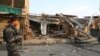 Afghan security personnel arrive at a suicide attack in Jalalabad east of Kabul, Afghanistan, Oct. 25, 2019. The Taliban claimed the attack.