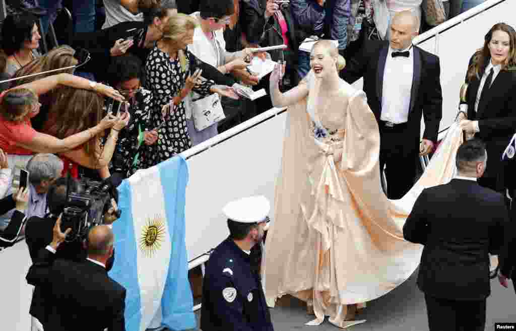 American actress Elle Fanning arrives for the opening ceremony of the 72nd Cannes Film Festival and screening of the film &quot;The Dead Don&#39;t Die&quot; in Cannes, France.
