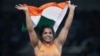India's Sakshi Malik reacts after winning bronze against Kyrgyzstan's Aisuluu Tynybekova in the Women's Wrestling Freestyle 58-kg Competition at the 2016 Summer Olympics in Rio de Janeiro, Brazil, Aug. 17, 2016.