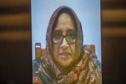 Saira Patel, who spoke on a pre-recorded video from Melbourne about her husband Musa Patel, who was killed in the 2019 mosque shootings, during the sentencing hearing for Australian Brenton Harrison Tarrant at the Christchurch High Court.