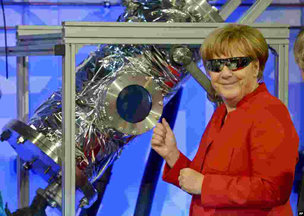 German Chancellor Angela Merkel visits the European Astronaut Center, EAC, of the European Space Agency, ESA, in Cologne.