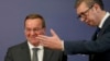 Predsednik Srbije Aleksandar Vučić sastao se u sredu sa ministrom odbrane Nemačke Borisom Pistorijusom (AP Photo/Darko Vojinovic)