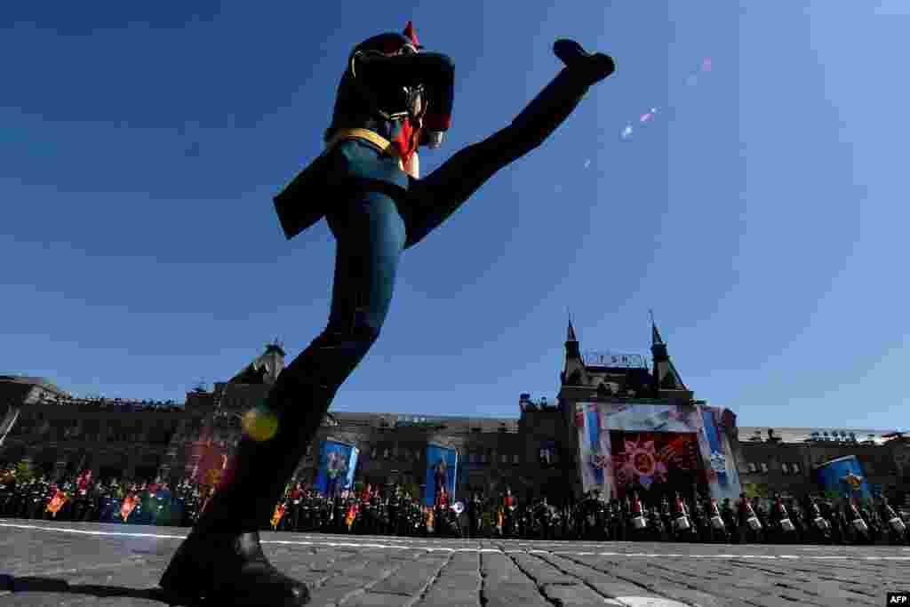 Russian servicemen take part in the Victory Day military parade at Red Square in Moscow. Russia marks the 71st anniversary of the Soviet Union's victory over Nazi Germany in World War II.