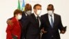 French President Emmanuel Macron, IMF Managing Director Kristalina Georgieva, Senegal's President Macky Sall and President of Congo Democratic Republic Felix Tshisekedi talk at the Summit on the Financing of African Economies in Paris, May 18, 2021.