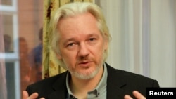 Le fondateur de WikiLeaks, Julian Assange,à l'ambassade d'Équateur à Londres le 18 août 2014. REUTERS / John Stillwell
