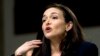 Facebook COO လုပ်ငန်းလည်ပတ်မှုဆိုင်ရာ အကြီးအကဲ Sheryl Sandberg အမေရိကန်အထက်လွှတ်တော် ကြားနာပွဲမှာ ထွက်ဆိုနေစဉ် Sept. 5, 2018, 