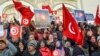 Maandamano ya kumpinga Rais wa Tunisia Kais Saied, mjini Tunis, Machi 5, 2023. Picha ya AP