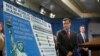 California Attorney General Xavier Becerra, left, outlines the supposed effects on immigrants under the Trump administration's new rules blocking green cards for many of those who receive government assistance, in Sacramento, Calif., Aug. 16, 2019. 