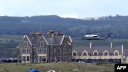 FILE - Marine One, carrying President Donald Trump comes in to land at the Trump International Golf resort near the village of Doonbeg, Ireland, June 6, 2019. Vice President Mike Pence and his entourage stayed there this week at U.S. taxpayers' expense.